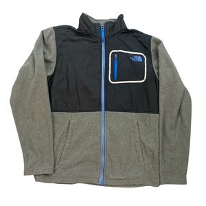 Boys North Face Sz XL/18/20 Fleece Jacket‎ Grey Black Blue Full Zip Lightweight